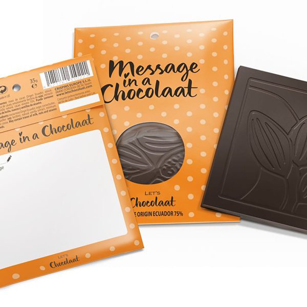 Message in a Chocolaat 75% cacao Ecuador