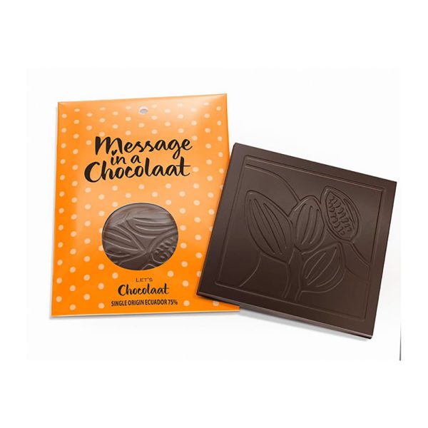 Message in a Chocolaat 75% cacao Ecuador