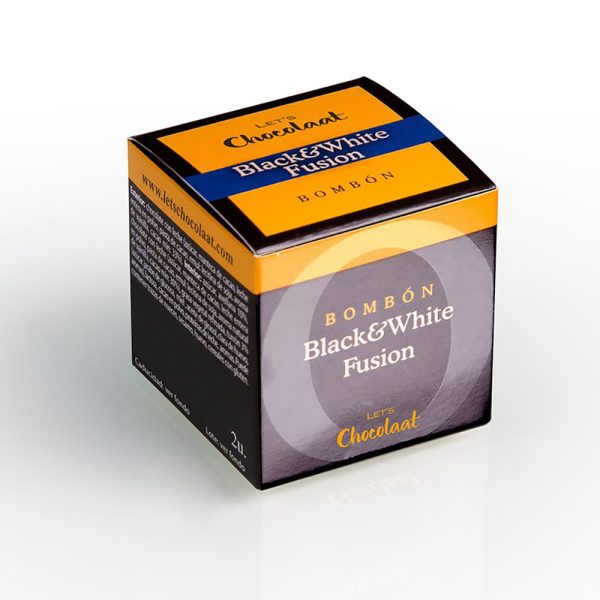 Bombón praliné Caja Bombón cúbico Black & White Fusion 30gr